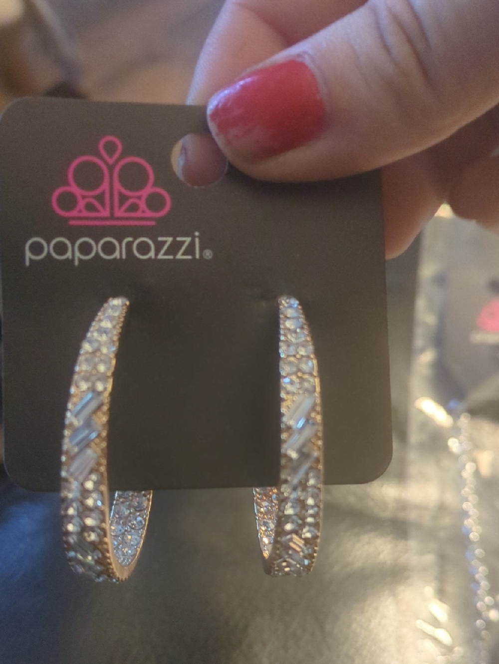 paparazzi Rose Gold Crystal Pavé Hoop Earrings with Pink Accents